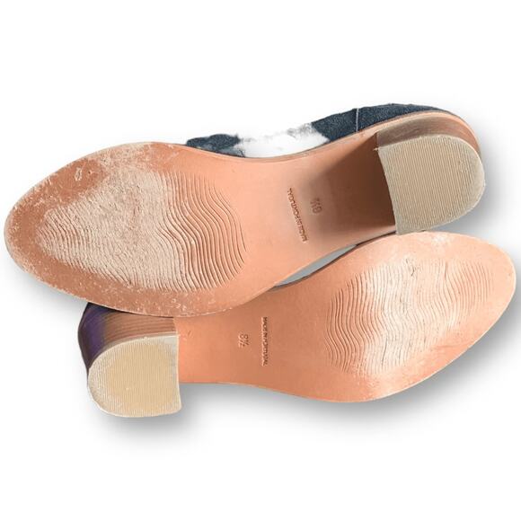 Matt Bernson Black Suede Ankle Boots Stacked Heel Size 8.5 Leather Bootie - Picture 9 of 12